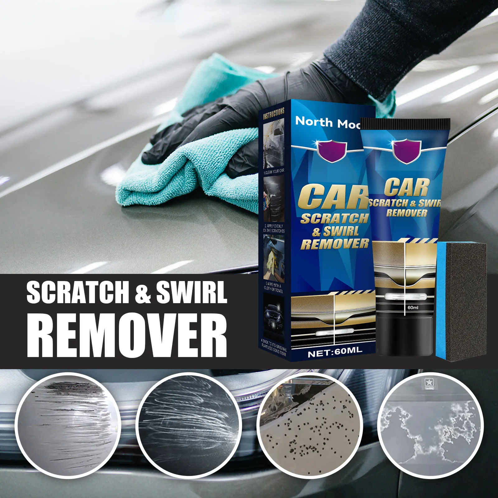 60ML Car Scratch Mend Paste Paint Maintenance Repair Care Free Wax Dirt Tut Cleaner Tools Polishing Detailing Lasting Universal image 3