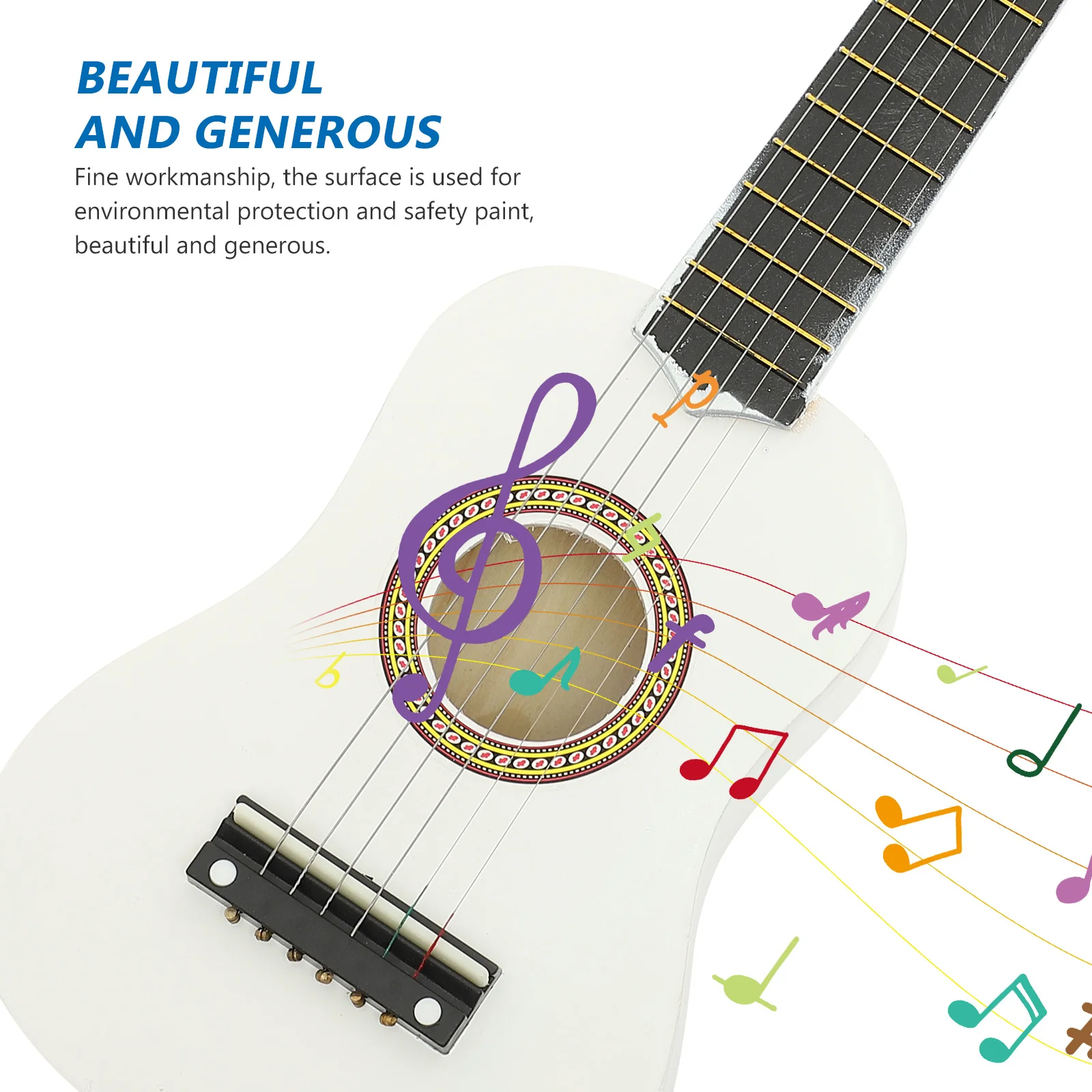 

21 Inch Kids Guitar Beginner Acoustic Mini Folk Musical Instrument For Children White Environmental Paint Fine Craftsmanship