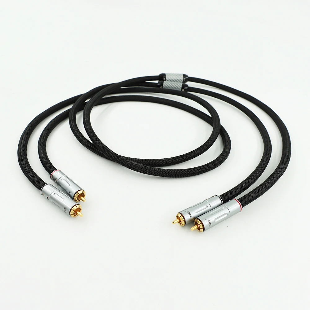 Аудиофильский соединительный кабель 9003Ag 6N Silver RCA, экранированный для усилителя/CD-плеера, черный ​