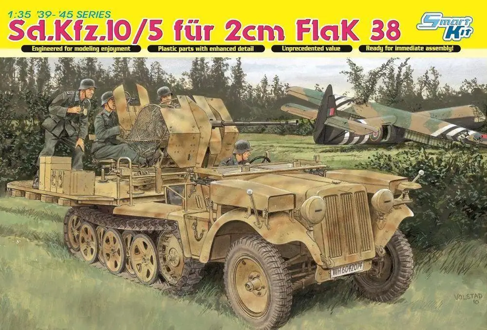 

DRAGON 6676 масштаб 1/35 Sd. KFZ. 10/5 мех 2 см FlaK 38 модельный комплект