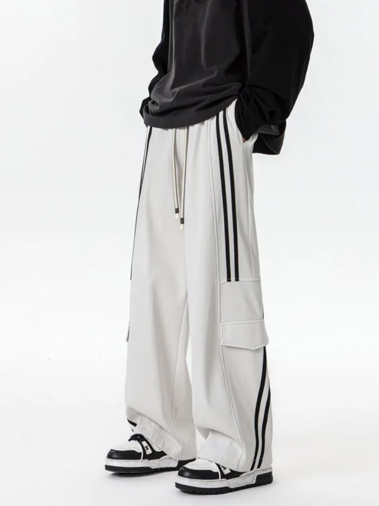 

Мужские прямые брюки для работы, весна-осень, в американском уличном стиле, хип-хоп, свободные, широкие, длинные брюки