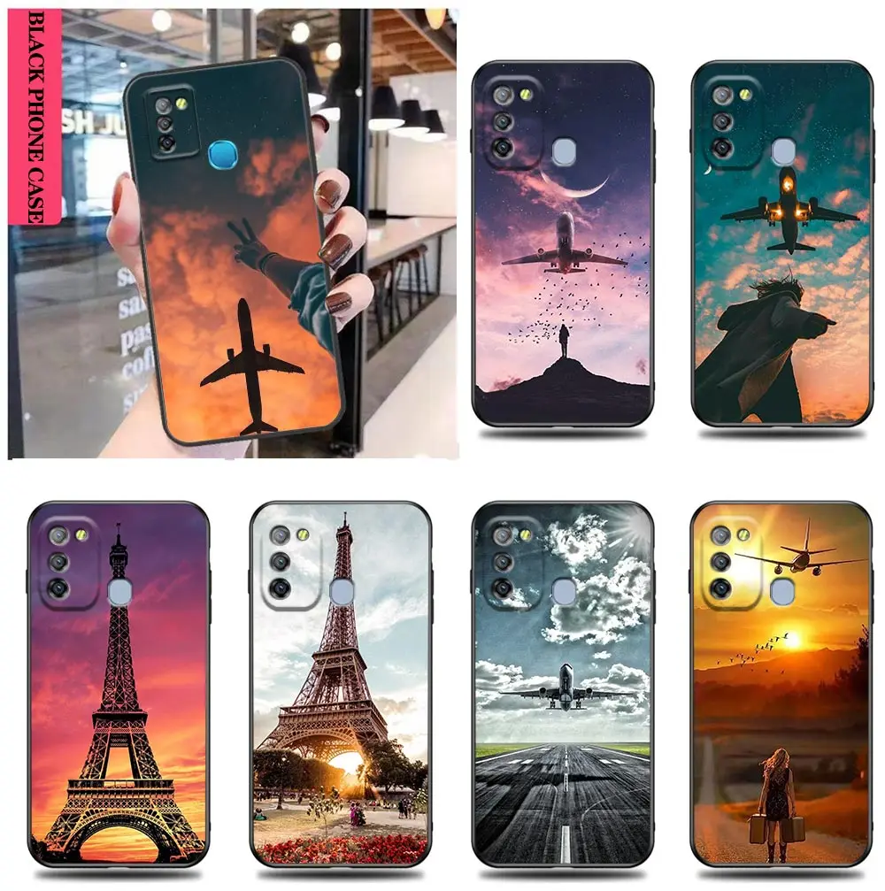 

Plane Airplane Eiffel Tower Phone Case For Infinix CAMON 19 16 ZERO 30 X NEO 20 8 POVA 5 4 2 NOTE 30 12 G96 11 10 8 Case Funda