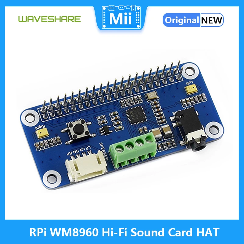 Raspberry Pi WM8960 Hi-Fi Sound Card HAT with Speaker Supports Stereo Encoding Decoding Hi-Fi Play Record for RPI 3B 3B+ Zero W