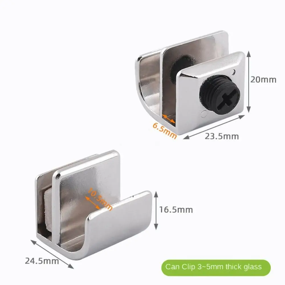2PCS New Metal Glass Door Handle Knob No Drilling Cabinet Drawer Pull Hardware Replacement Glass Clamp Showcase