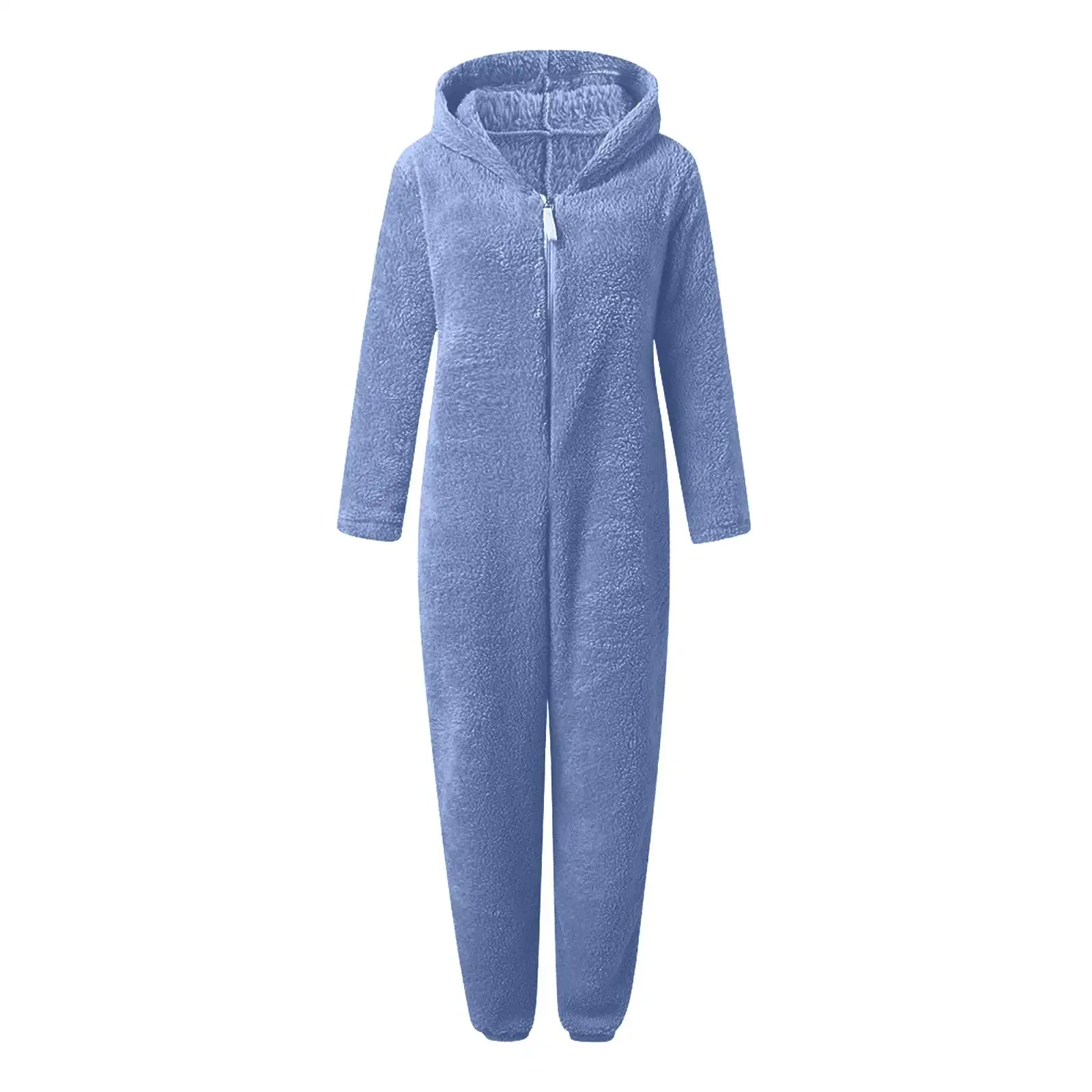 2023 Zipper Onesies Fluffy Fleece Pajamas for Women Hooded Adult Winter Warm Sleepwear Jumpsuits Loungwear Overall Plus Size 5XL