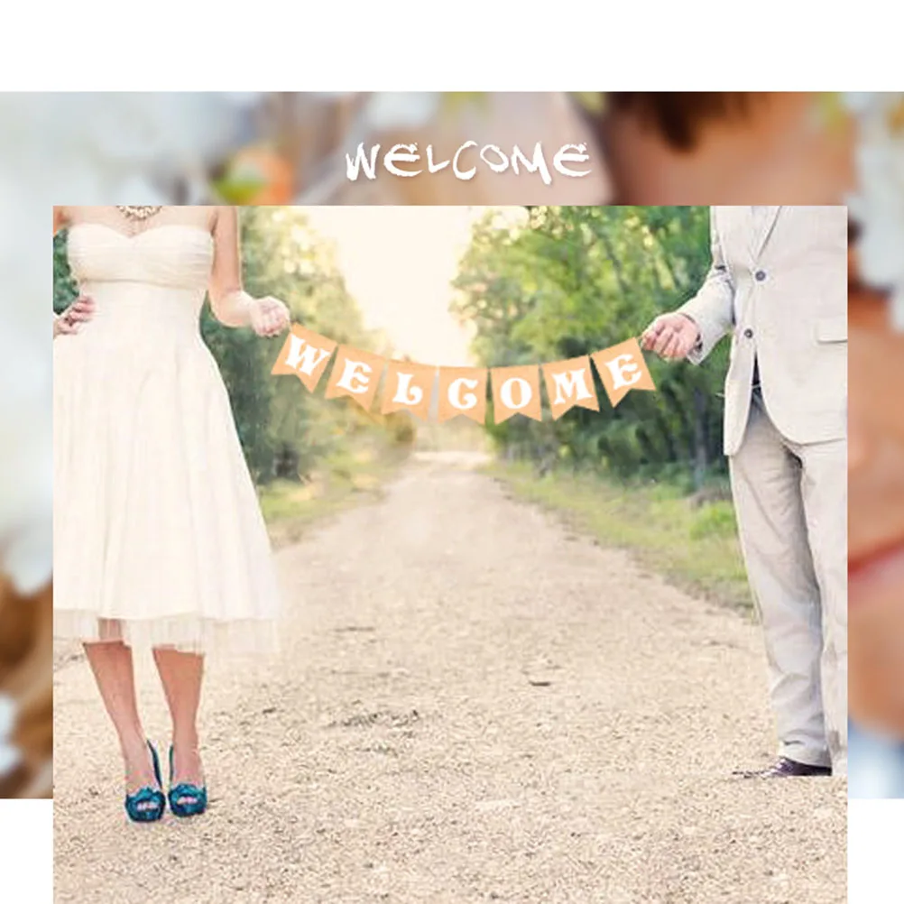 رسالة راية أعلام 5 "عرض × 6.7" H الخيش الرايات للحزب ترحيب ديكور عيد الميلاد الزفاف عطلة جارلاند الديكور #1