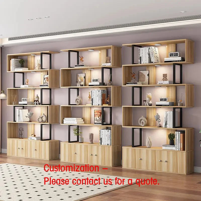 custom.Heavy-Duty Steel-Wood Multi-Layer Bookcase Simple Design Living Room Display Stand Floor-Standing Library Supermarket Rac