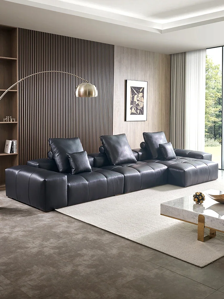 First layer cowhide Italian minimalist combed module sofa combination