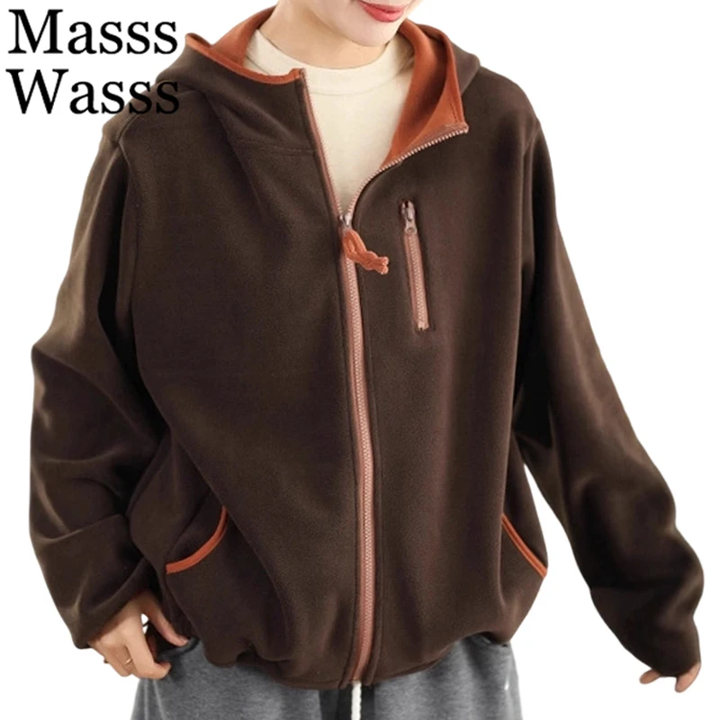 

Mass Wasss Корейский дизайн Зимняя женская модная свободная меховая куртка с капюшоном Теплые пальто Женская классическая повседневная винтажная хлопковая верхняя одежда