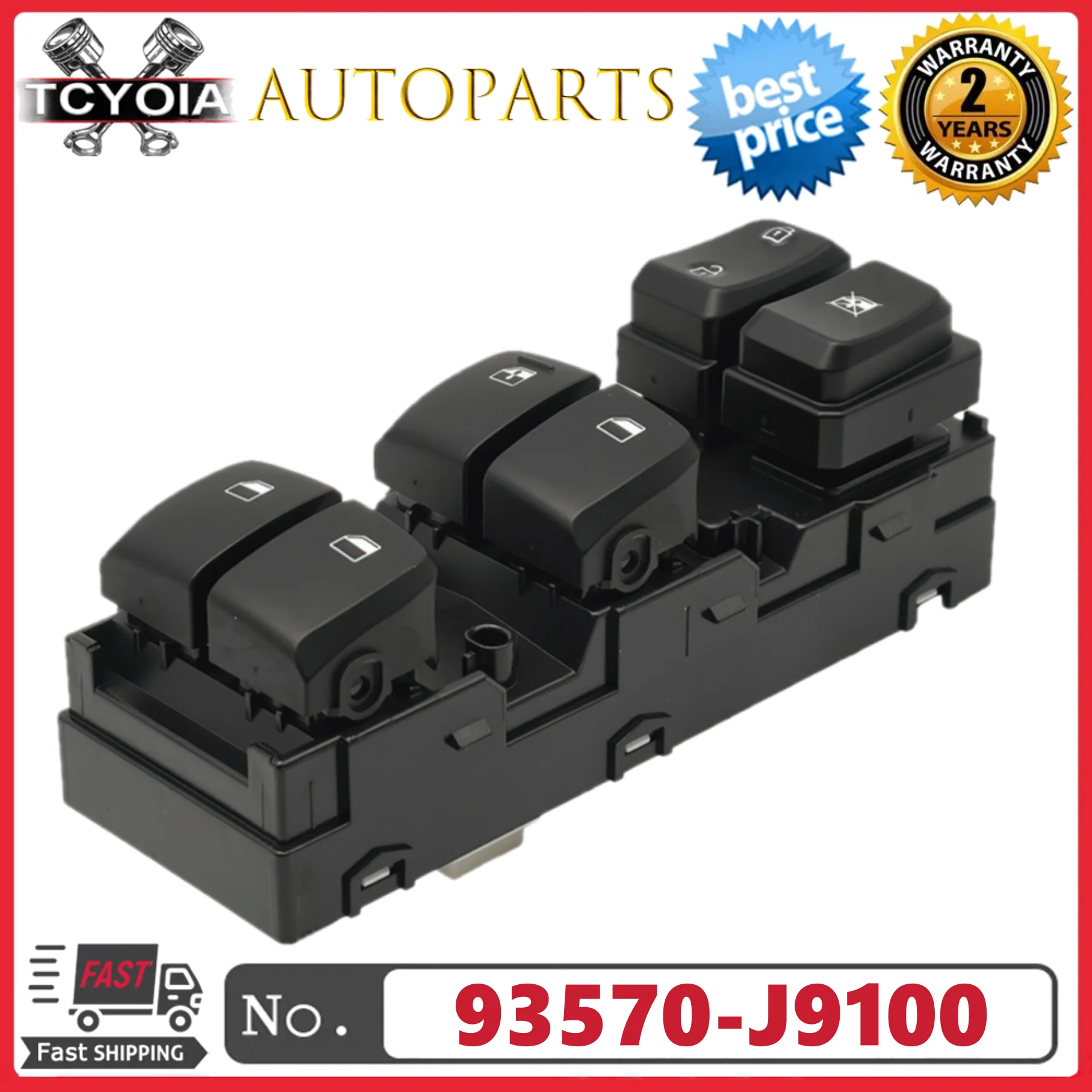 

Front Left Power Window Master Control Switch 93570-J9100 93570J9100TMT For Hyundai KONA 2017-2021