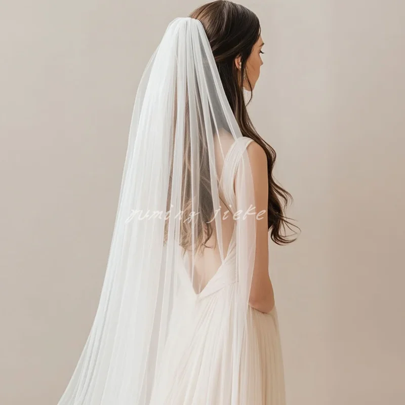 Sheer tulle wedding veil 110 inch width classic, simple, plain, sheer, cathedral veil, single tier wedding veil