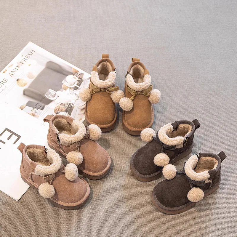 

Fashion Girls Shoes 2025 Winter New Kids Boots Soft Soled Anti Slip Boys' Snow Boot Thick Soled Warm Girls' Ankle Boots Zapatos