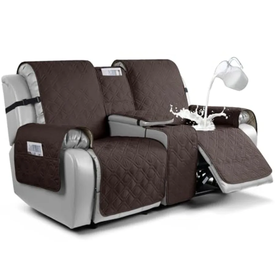 Loveseat Recliner Cover with Console 100% Waterproof Sofa Slipcovers Non-Slip Reclining Couch Covers Split Sofa Cover Furniture