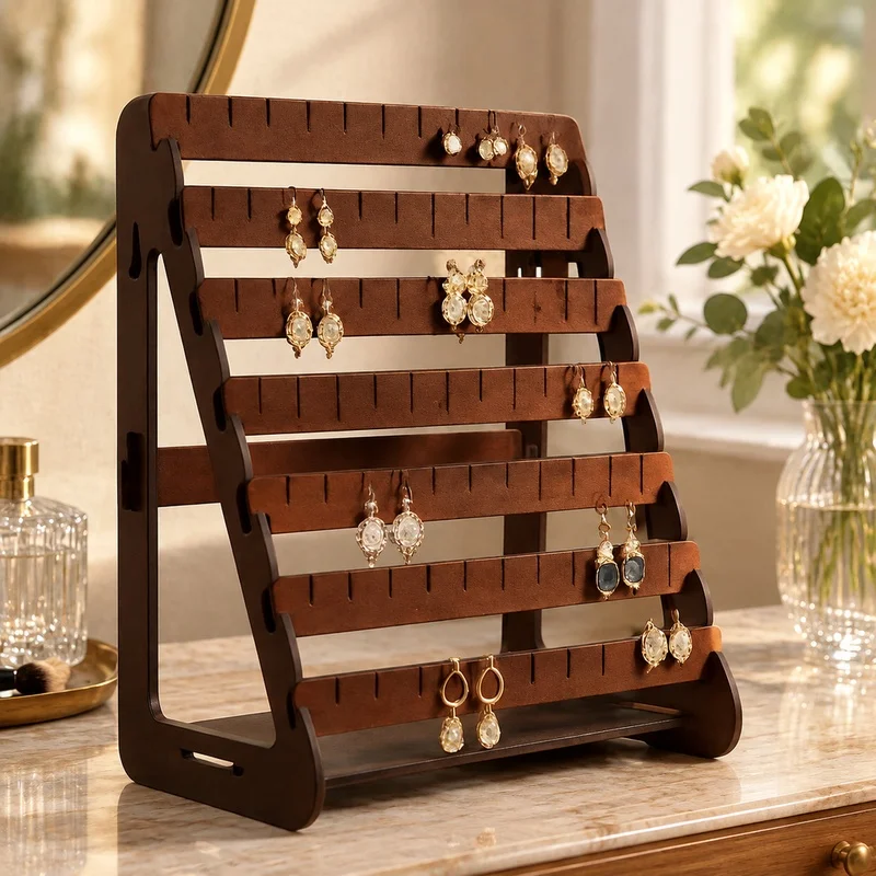 Spacious Earring Organizer Stand for Display and Storage on Vanity or Dresser Surface