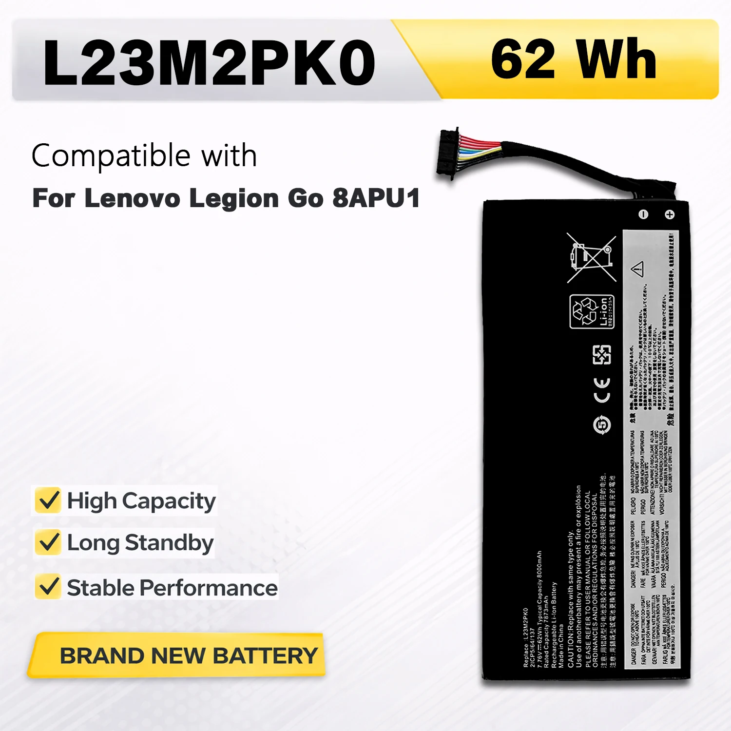PowerHub L23M2PK0 Battery 62Wh 7.76V For Lenovo Legion Go 8APU1 L23B2PK0 L23C2PK0 L23D2PK0 L23L2PK0 SB11M36299 SB11M36297 Li-ion
