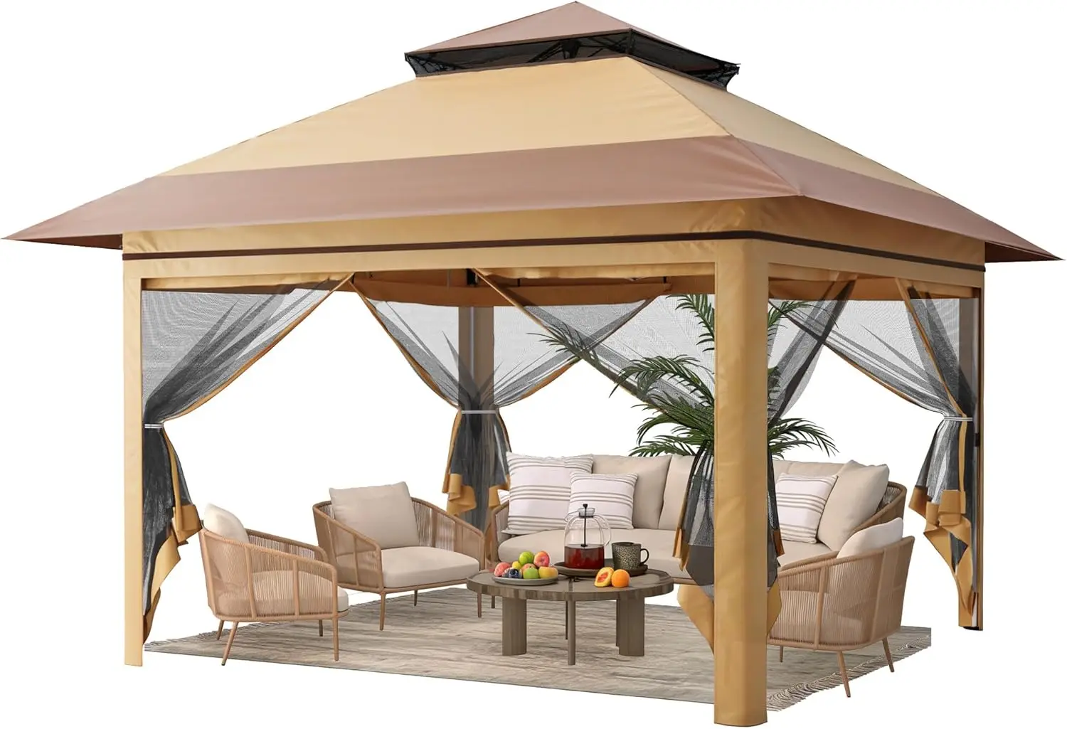 13x13 Pop Up Gazebo, Instant Outdoor Gazebo with Mosquito Netting, Vented Roof and Carry Bag for Patio, Garden & Backyard