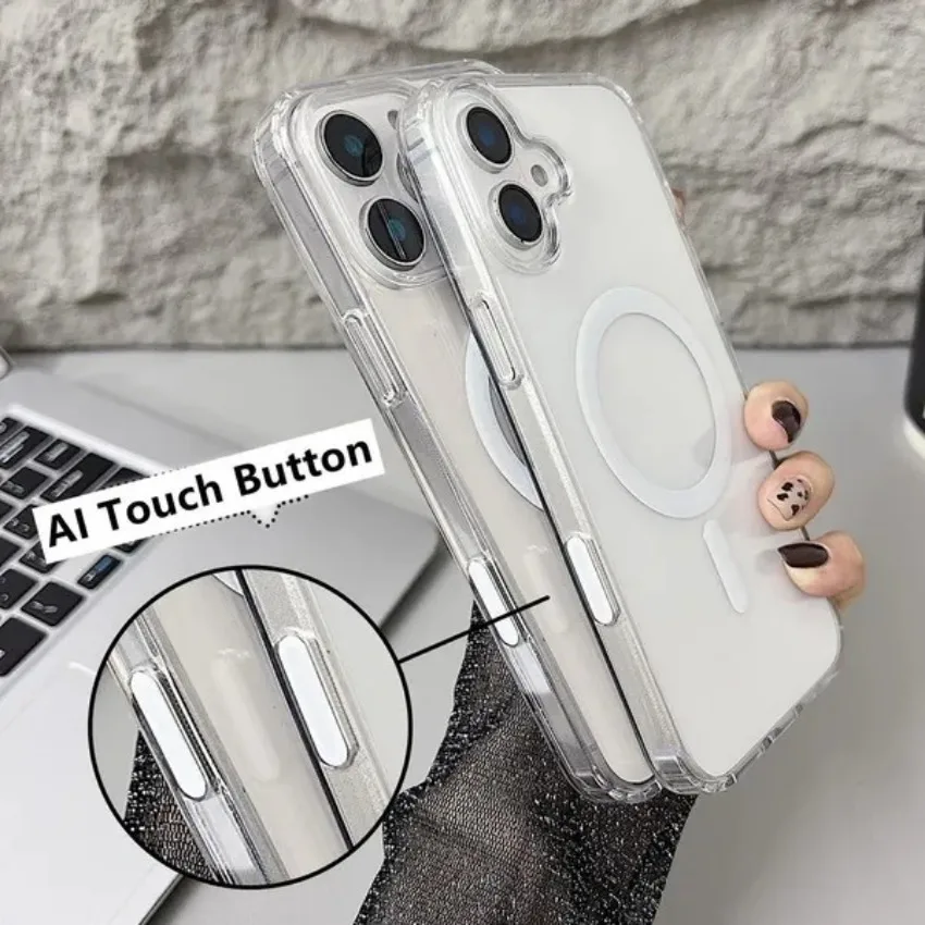 Original Magnetic Transparent Phone Case For iPhone 17 18 16 15 14 13 12 11 Pro Max Plus 16e E For Magsafe Silicone Cover Funda
