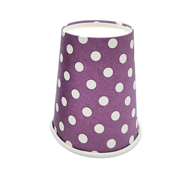 

ABDJ-Pack Of 20 250 Ml Paper Cups - Polka Dot Design - Summer BBQ Party Disposable Tableware - Colour Purple