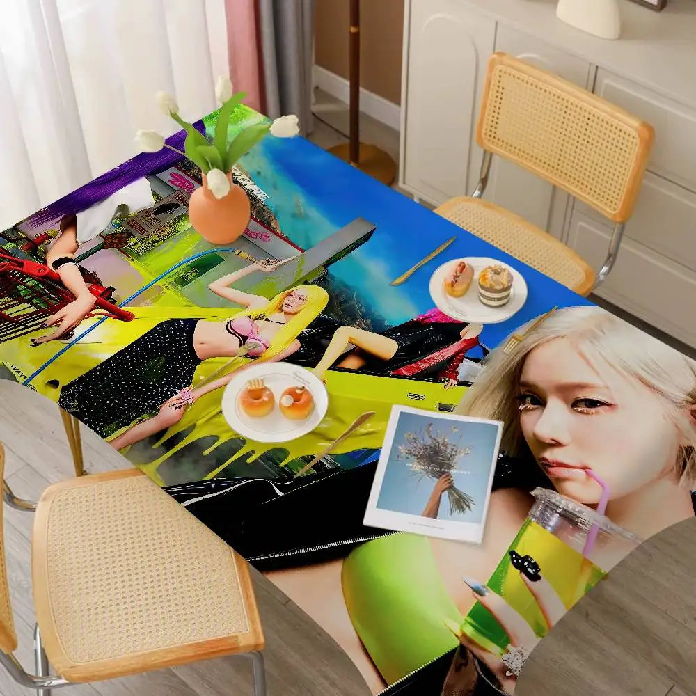 KPOP Aespas Polyester Waterproof Tablecloth Bedside Table Dustproof Decorative Cloth Living Room Coffee Tablecloth