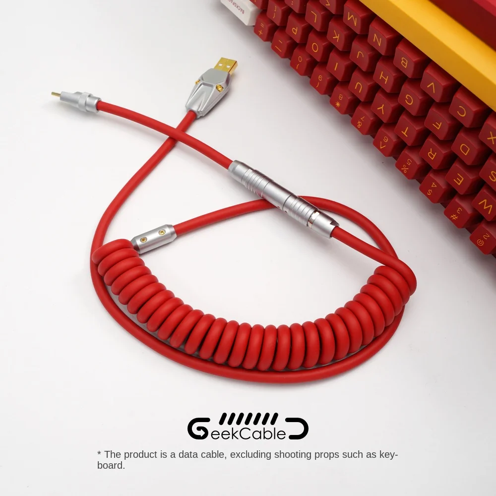 Spot hot selling GeekCable hand-customized mechanical keyboard data cable super elastic line soft rubber red