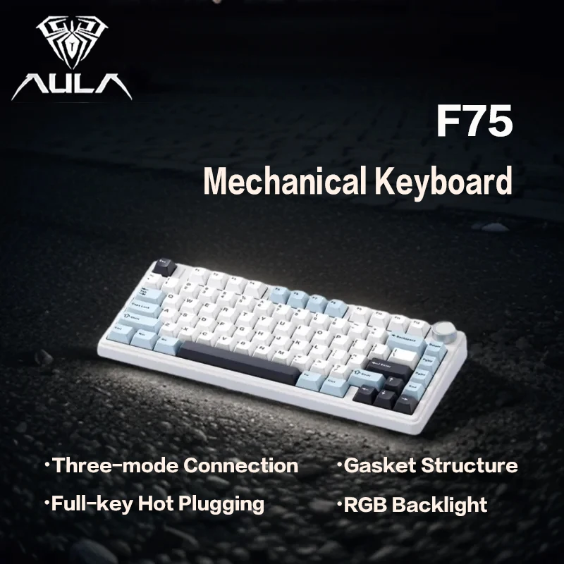 

AULA F75 Mechanical keyboard wireless with three modes gasket structure fully hot-swappable keys Reaper axis