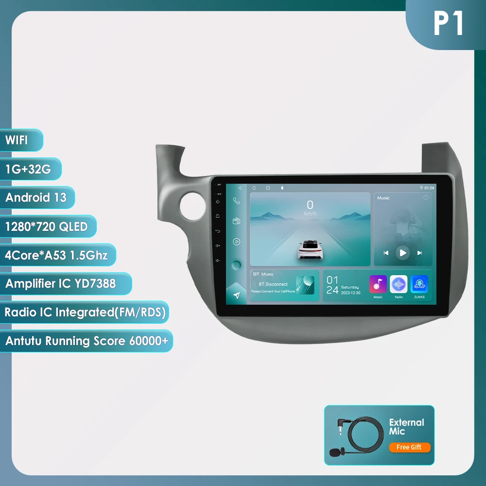 Hizpo Android 14 autoradio multimediasysteem GPS voor HONDA FIT JAZZ 2007 - 2013 2 Din navigatie head unit AI spraak Bluetooth 360 camera