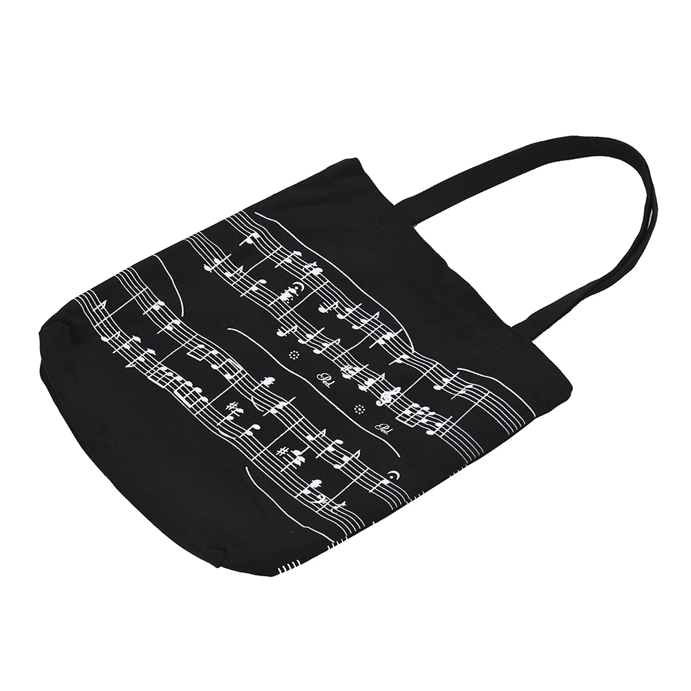 Washable Cotton Cloth Handbag Music  Shoulder Grocery Shopping Bag with Magnetic Button Musical Notation Pattern carry bag