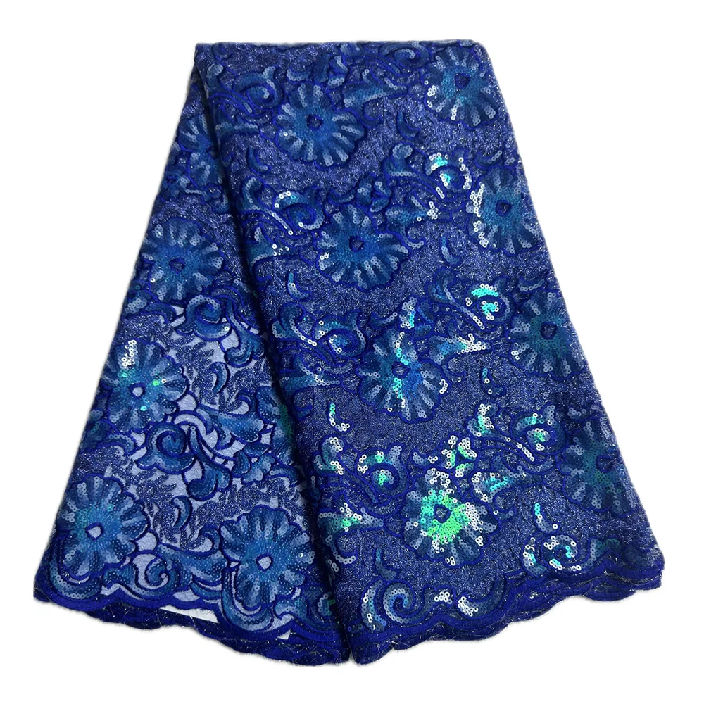 

2025 New Sequins Net Lace Fabric Nigeria 5 Yards Party Lace Material African Wedding Dresses Sew Velvet Fabric Sequins Mesh Lace