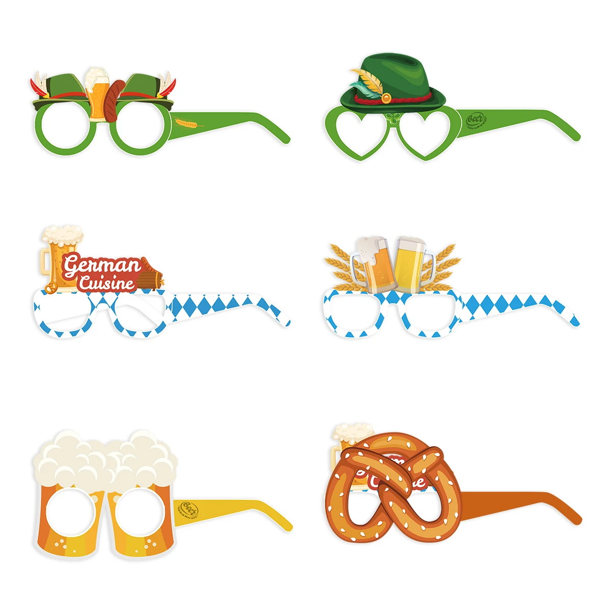 6/12pcs Oktoberfest Party Paper Glasses Funny Photo Booth Props Beer Festival October Festival Party Decorations Favors Supplies