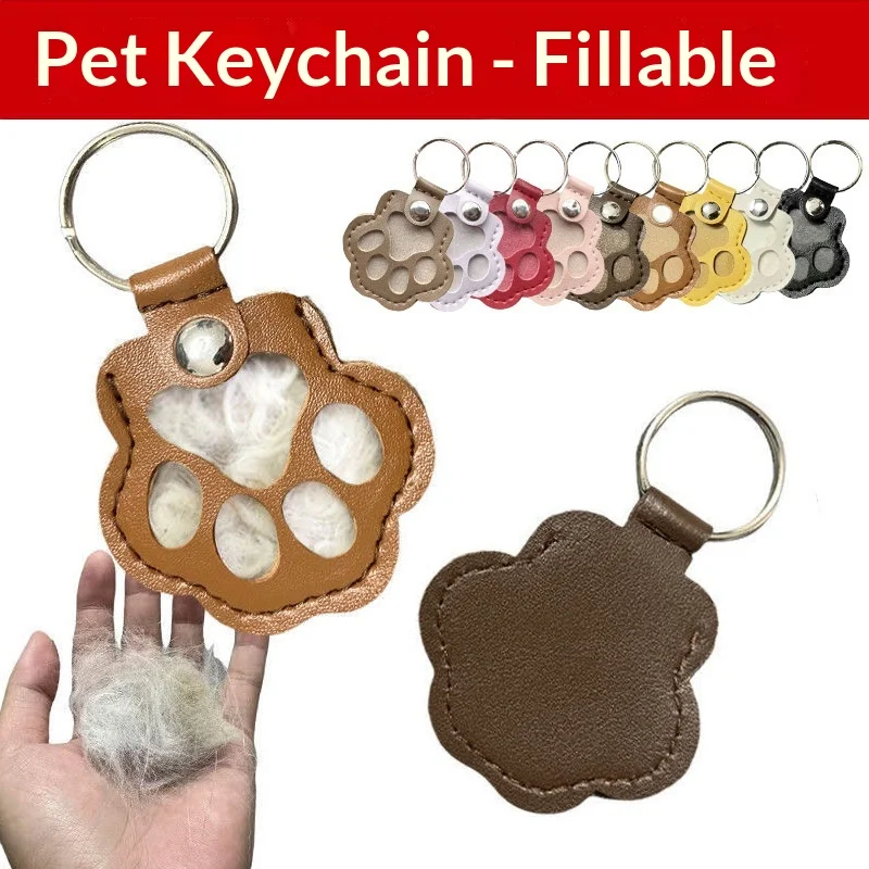 Porte-clés collecteur de poils de chien en cuir, pendentif commémoratif pour animaux de compagnie, breloque de rangement de poils, cadeau, accessoires anti-perte