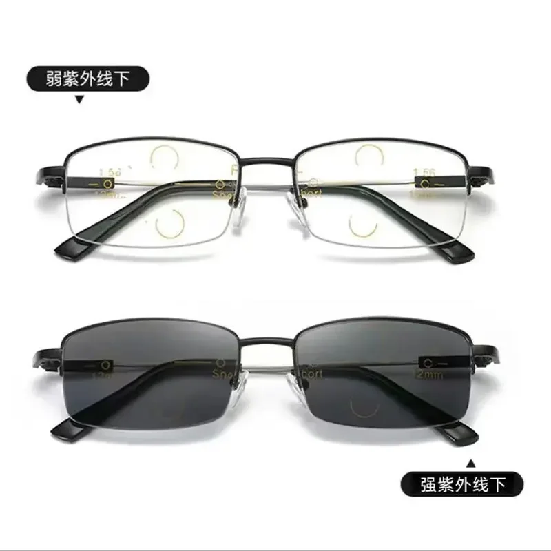 Photochrome progressive multifokale Lesebrille für Herren, modische und ultraleichte Anti-Blaulicht-Presbyopie-Brille – Detail 4