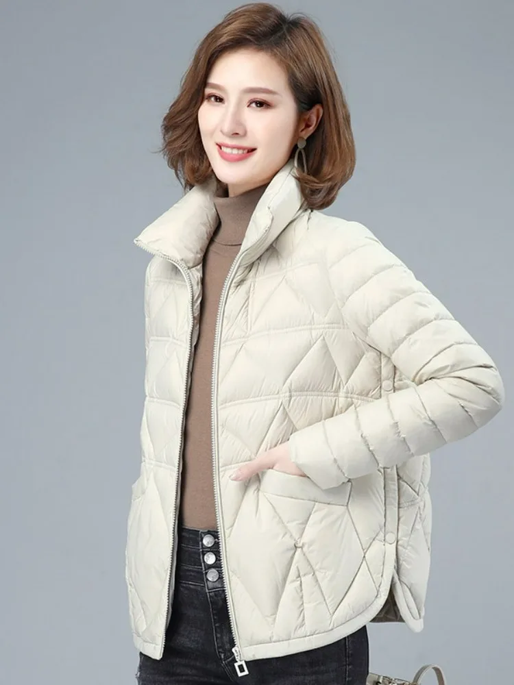

Women's ort Lightweight down Cotton Jaet Loose Fit Stand Collar Winter Outerwear Comfortable Straight Cut Long Sve