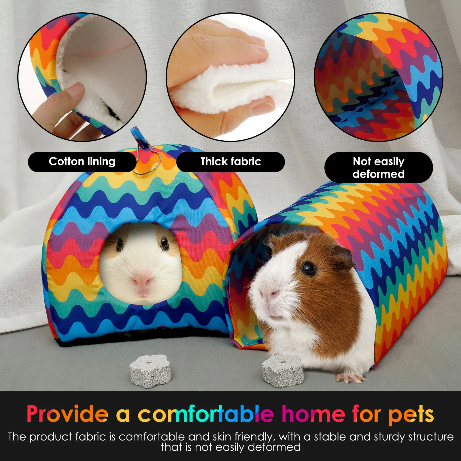 Guinea Pig Hideout Colorful Guinea Pig Cave Bed Guinea Pig Tunnel for Small Animals Hanging Guinea Pig House Bed Cage