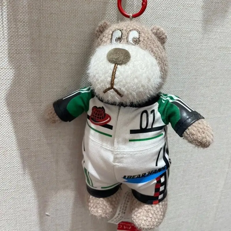 Bear Hans Racer Series Soft Stuffed Bear Plush Keychain Racing Suit 01 Cute Doll Pendant Canvas Bag Car Key Decoration