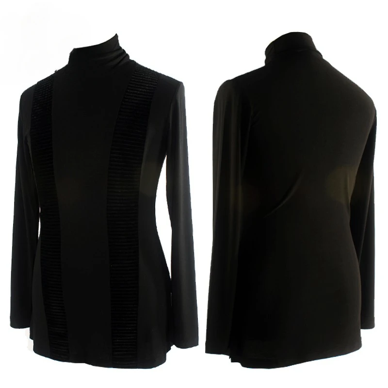 Black Long Sleeve high quality stretch Shirt New Men Ballroom Competitive Shirts Customized Fantasia Latin Dance Tops