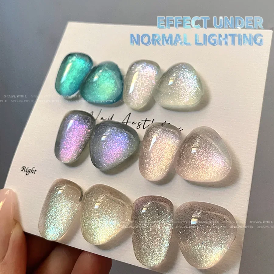 6szt 15ml Aurora Unicorn Series White Bead Light Color Ultrafine Glitter Powder Aurora Unicorn Sequin Nail Pol