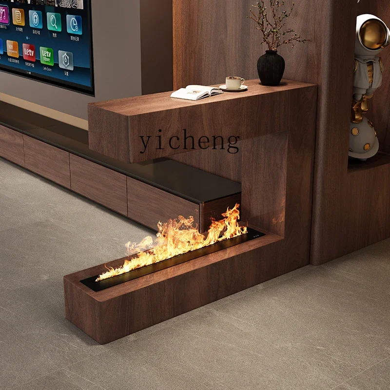 B2 Walnut Color Mantel Living Room Home High-end Modern Simple Light Luxury High-end Fireplace Cabinet