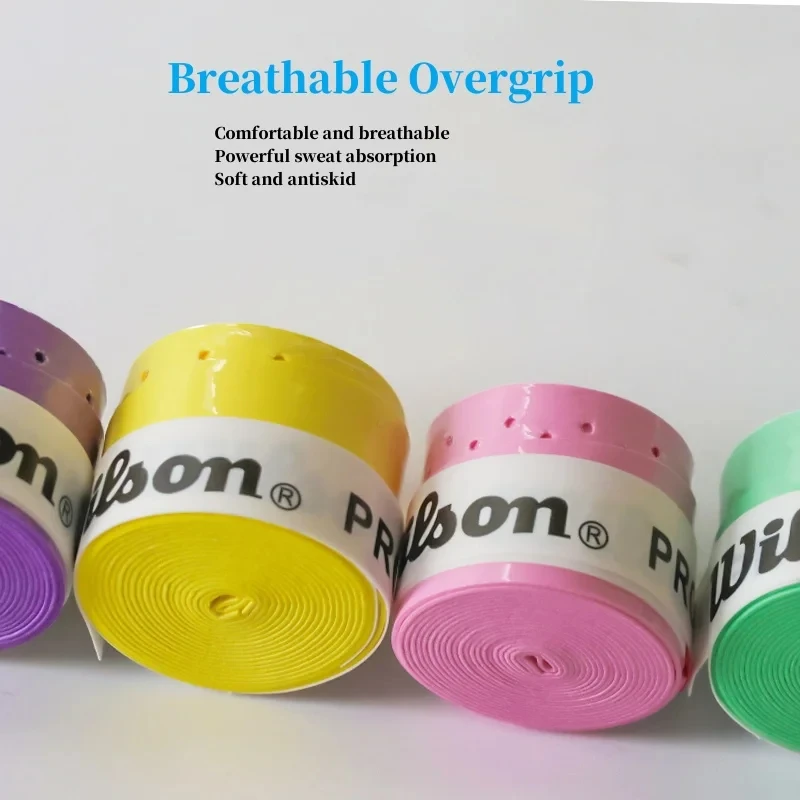 윌슨 12Pcs 라켓 스웨트 밴드 오버 그립 테니스 배드민턴 훈련 땀 흡수 핸드 접착제 테니스 액세서리 PU 미끄럼 방지 그립