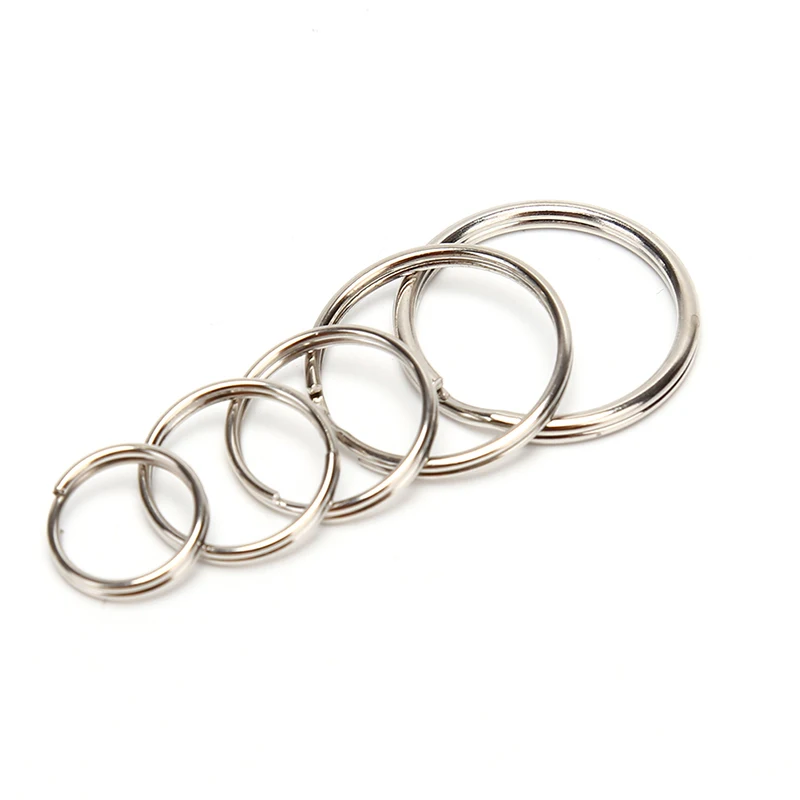 100pcs/lot Key Rings DIY Metal Key Holder Split Rings Hoop Metal Loop Keychain