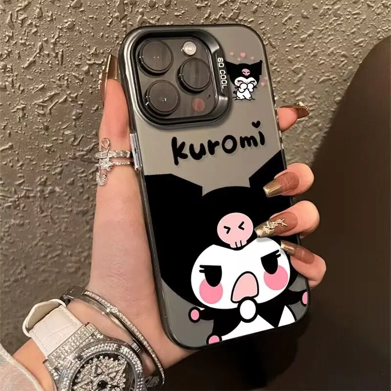 Miniso Sanrio Lovely Kuromi Phone Case For iphone 15 14 13 11 12 PRO MAX XR 8 PLUS Love The Heart Silica Gel Anti Drop Cover Y2k