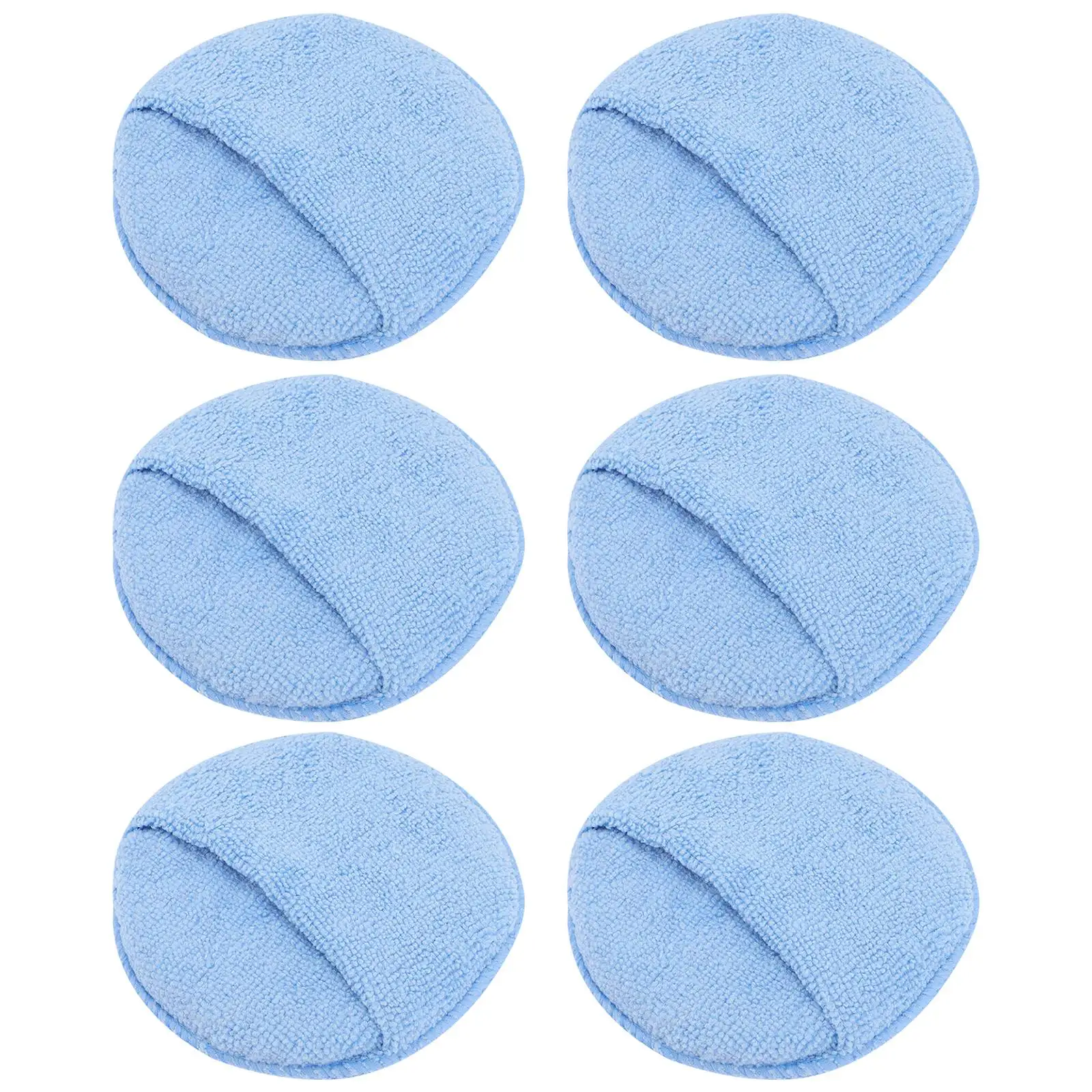 6 Pcs Inch Blue Microfiber Polishing Waxing Sponge Pad Car Accessory Reusable Car Sponge Applicator Dust Removal