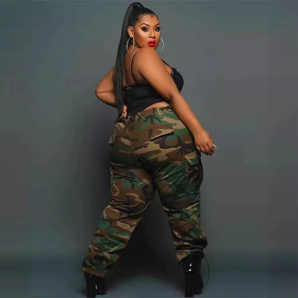 Camouflage Pant Women Long Pants High Waist Straight Trousers Jogger Y2k Streetwear Casual Pockets Maxi Capris 2025 Spring