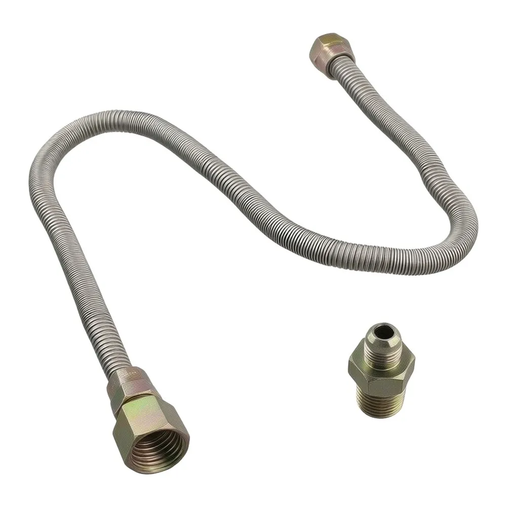 24 Inch Flexible Gas Line Kit 304 Stainless Steel Bellows 1/2 Inch FPT For Fireplace Heater Low Noise Connection