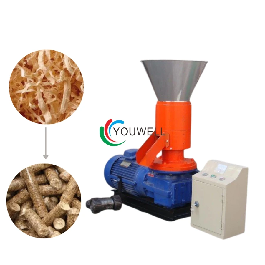 Home & Farm Use Flat Die Biomass Pellet Mill Machine For Wood Shavings Rice Husk Straw