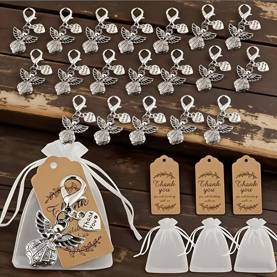 1/5/10/20/50/100pcs Gift for Her/Him: Angel Heart Series Keychain Set (36 Pieces)—A Durable and Ideal Gift, Includes 12 Keychain