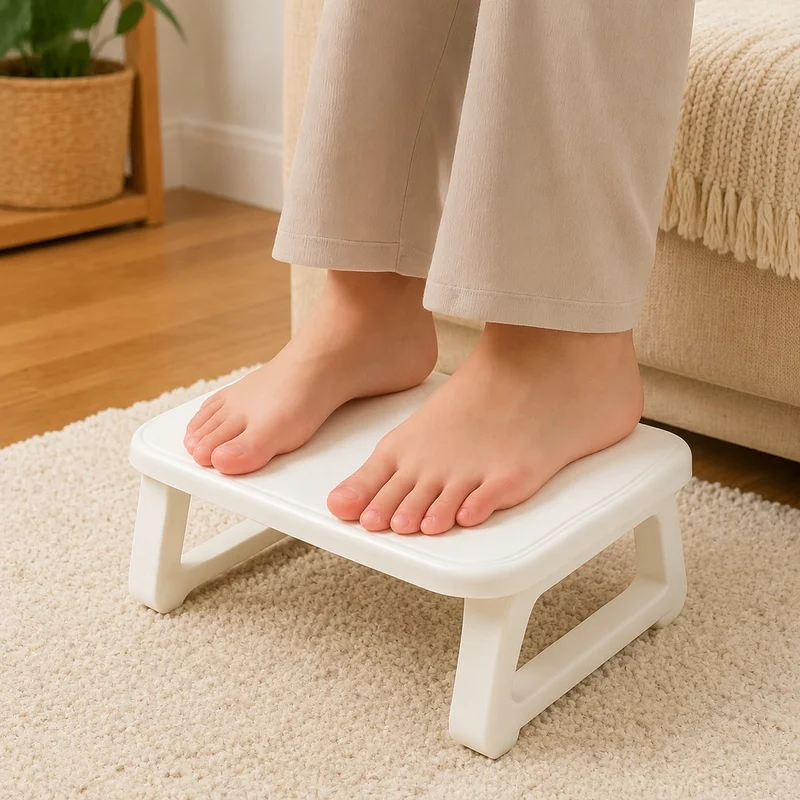 Adjustable Under-Desk Foot Support with Built-In Massage Rollers for Enhanced Comfort at Work and Home