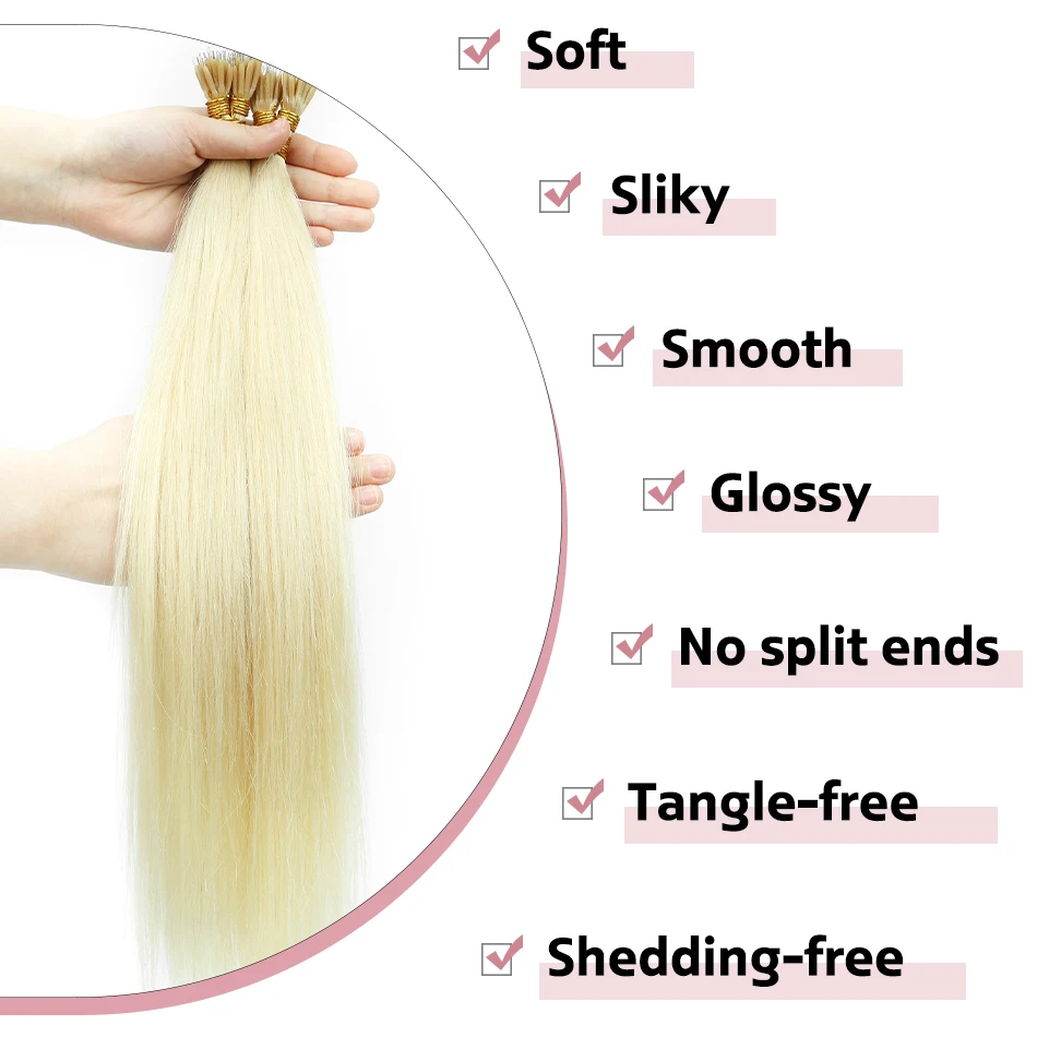 Blonde Nano Ring Human Hair Extensions #613 Blonde Echt Mensenhaar 16-22 Inch Remy Hair Steil Nano Ring Hair Extensions 50G