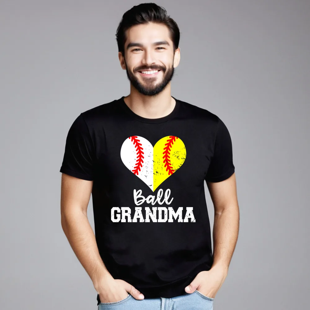 Retro Ball Grandma Funny Baseball Softball Graphic T-shirts Round Neck All Cotton Man Tops Tees Tops Shirts VALENTINE DAY