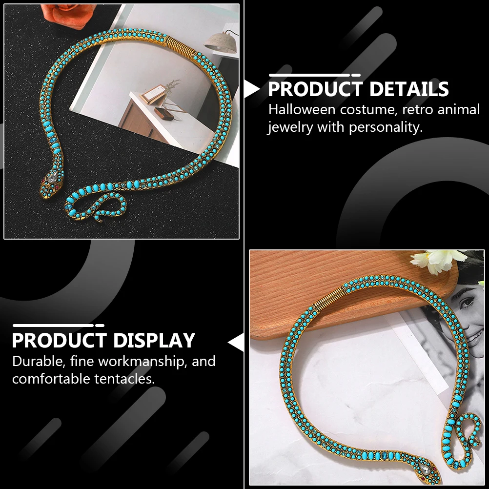 

Vintage Collar Necklace Alloy Diamond Choker Necklaces for Woman Snake Accessory Women Miss