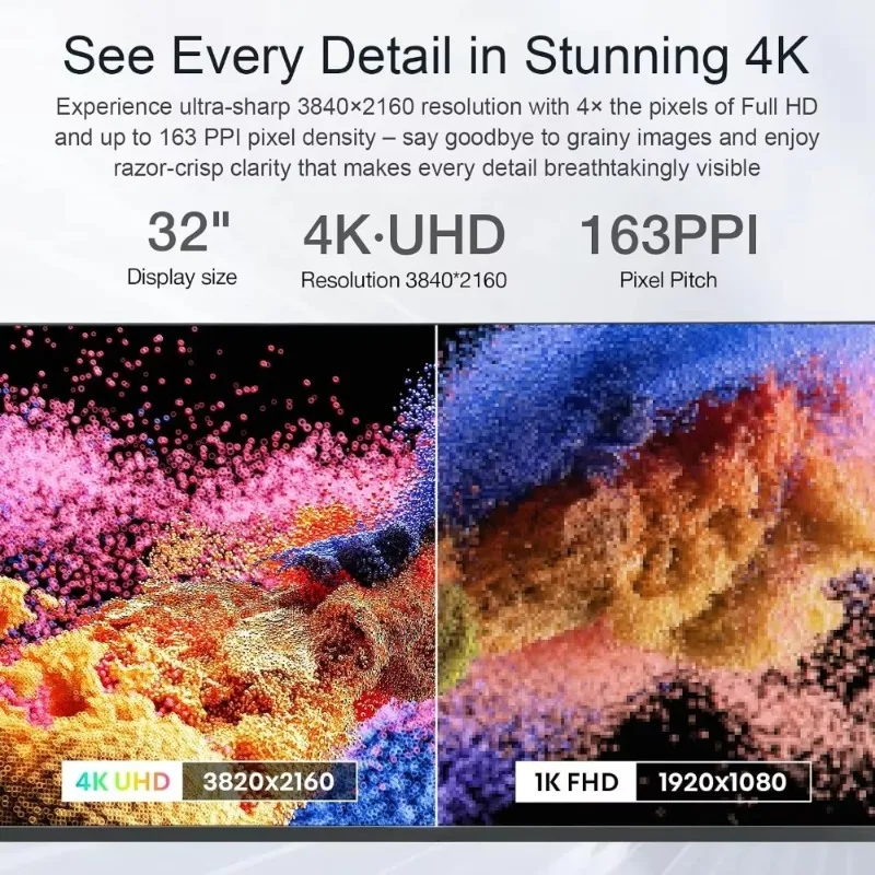 32 Inch 4K UHD Zero‑Frame IPS Monitor with Blue Light Filter and FreeSync 4